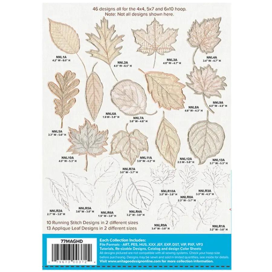 Vintage Free Standing Leaves embroidery designs by Anita Goodesign; 46 leaf patterns