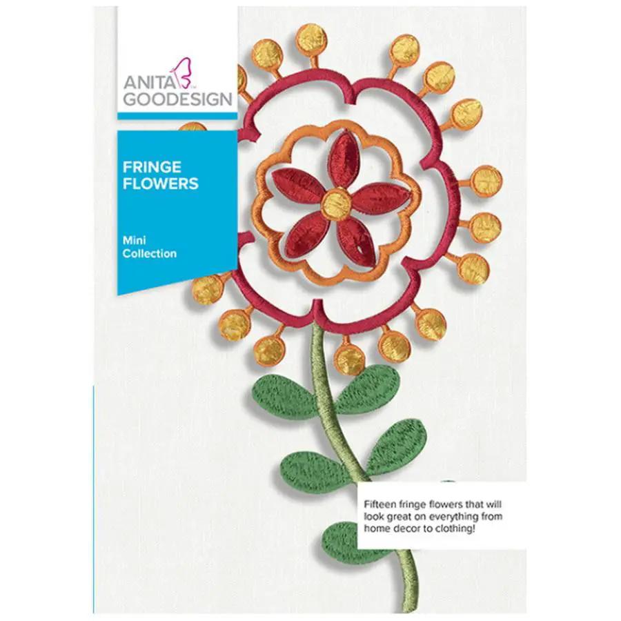 Fringe Flowers embroidery design software by Anita Goodesign; bright multicolor fringe floral motif on cover