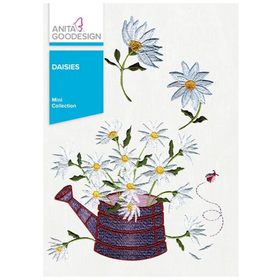Daisies 12MAGHD embroidery design software by Anita Goodesign, white daisies in a purple watering can