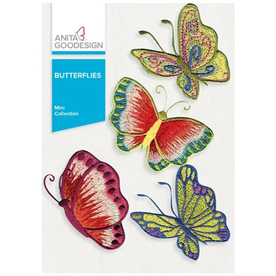 Butterflies embroidery design collection by Anita Goodesign, 4 colorful butterflies