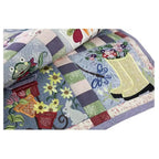 Anita Goodesign Time in a Garden sewing patterns collection, colorful quilt blocks with frog, flowers, and boot motif.