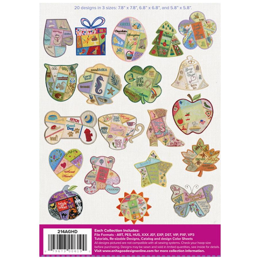 Anita Goodesign Full Collection Crazy Quilt Shapes 214AGHD