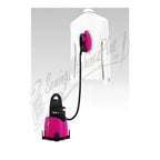Laurastar Lift Plus Iron Pinky Pop; pink iron system with handheld iron connected to base.