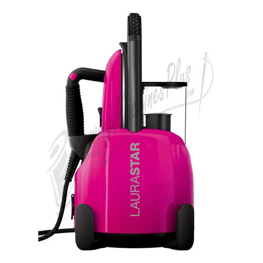 Laurastar Lift Plus Iron in Pinky Pop; pink iron with wheeled base and vertical steam unit