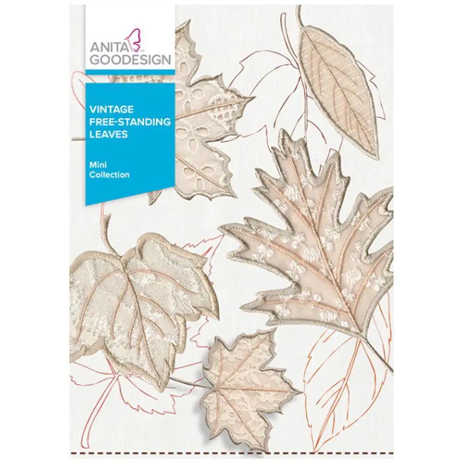 Anita Goodesign Vintage Free Standing Leaves embroidery design, beige leaf motifs
