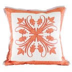 Anita Goodesign Mini Collection Hawaiian Quilt embroidery design pillow, orange floral motif on white with border.