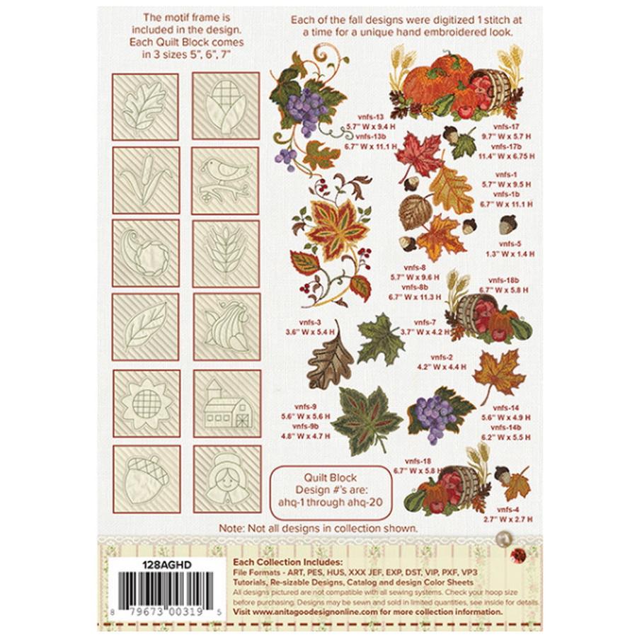 Anita Goodesign Vintage Autumn Sampler Collection - 128AGHD