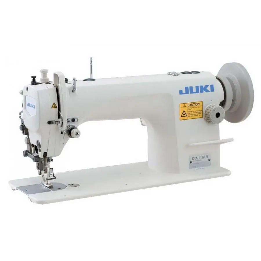 Juki DU-1181N walking-foot industrial sewing machine with table and motor, white with blue JUKI logo