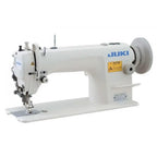 Juki DU-1181N walking-foot industrial sewing machine with table and motor, white with blue JUKI logo