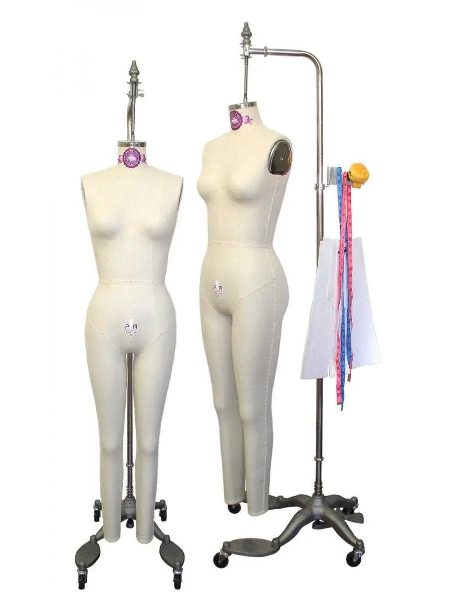 PGM Pro 605A cream dress form set with collapsible shoulders, female & junior full-body on stands (2)