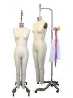 PGM Pro 605A cream dress form set with collapsible shoulders, female & junior full-body on stands (2)