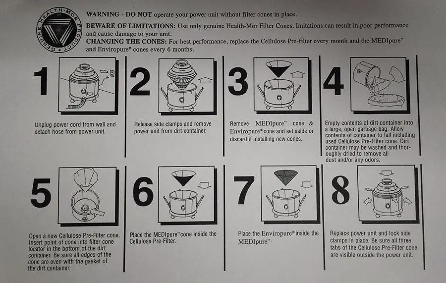 Vacuum filters: FilterQueen Enviropure 2-pack instruction sheet with eight setup steps.