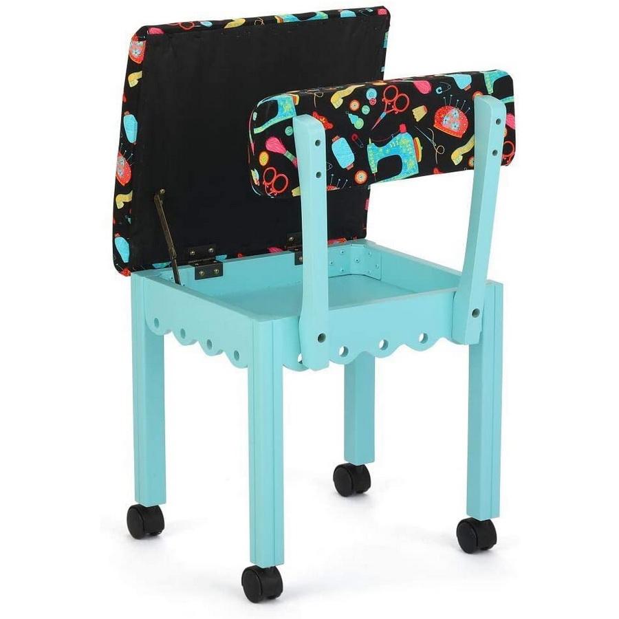 Arrow Wooden Sewing Chair - Blue - Black Notions Fabric 7019B