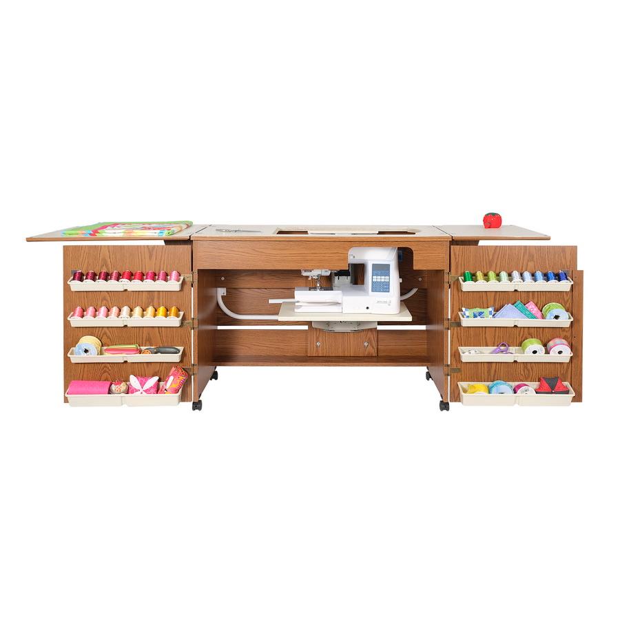 Arrow 98700 Bertha Sewing Cabinet for large machines - Oak Finish