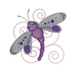 Dragonflies 2 embroidery design with purple wings and pink swirls