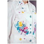 Anita Goodesign Dragonflies 2 embroidery design pack on white shirt featuring colorful dragonfly and floral embroidery