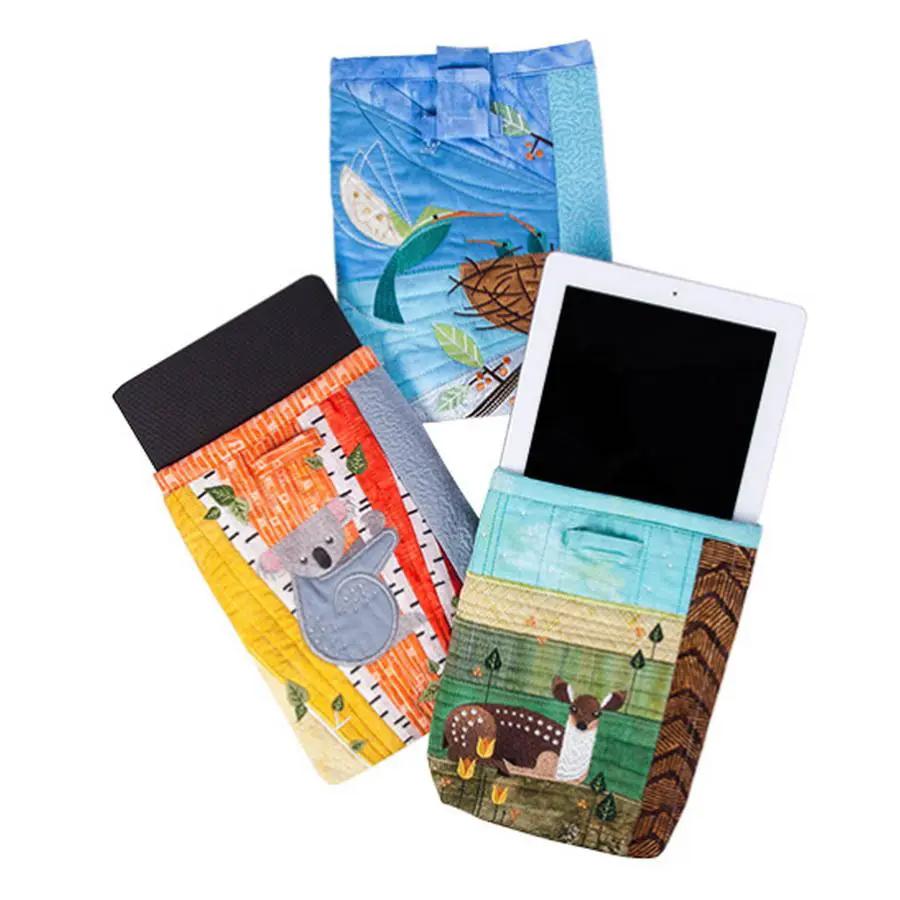 Anita Goodesign Landscape Animals sewing patterns set; three colorful quilted project sleeves.