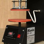Plate heat press iKonix HP-08P with red round platen and digital control panel