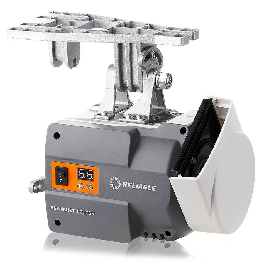 Sewquiet 6000SM servo motor by Reliable; gray brushless DC servo with orange control panel