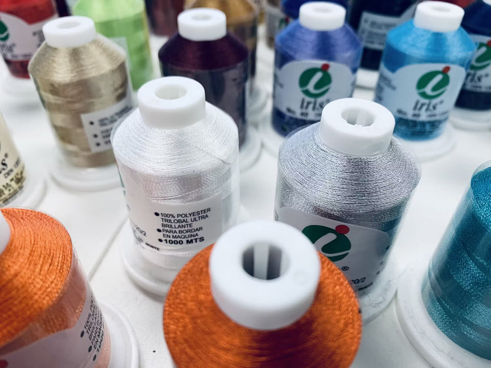 Best 49 King Spool Kit thread box set from Janome, 1100 yards, orange, white and silver spools