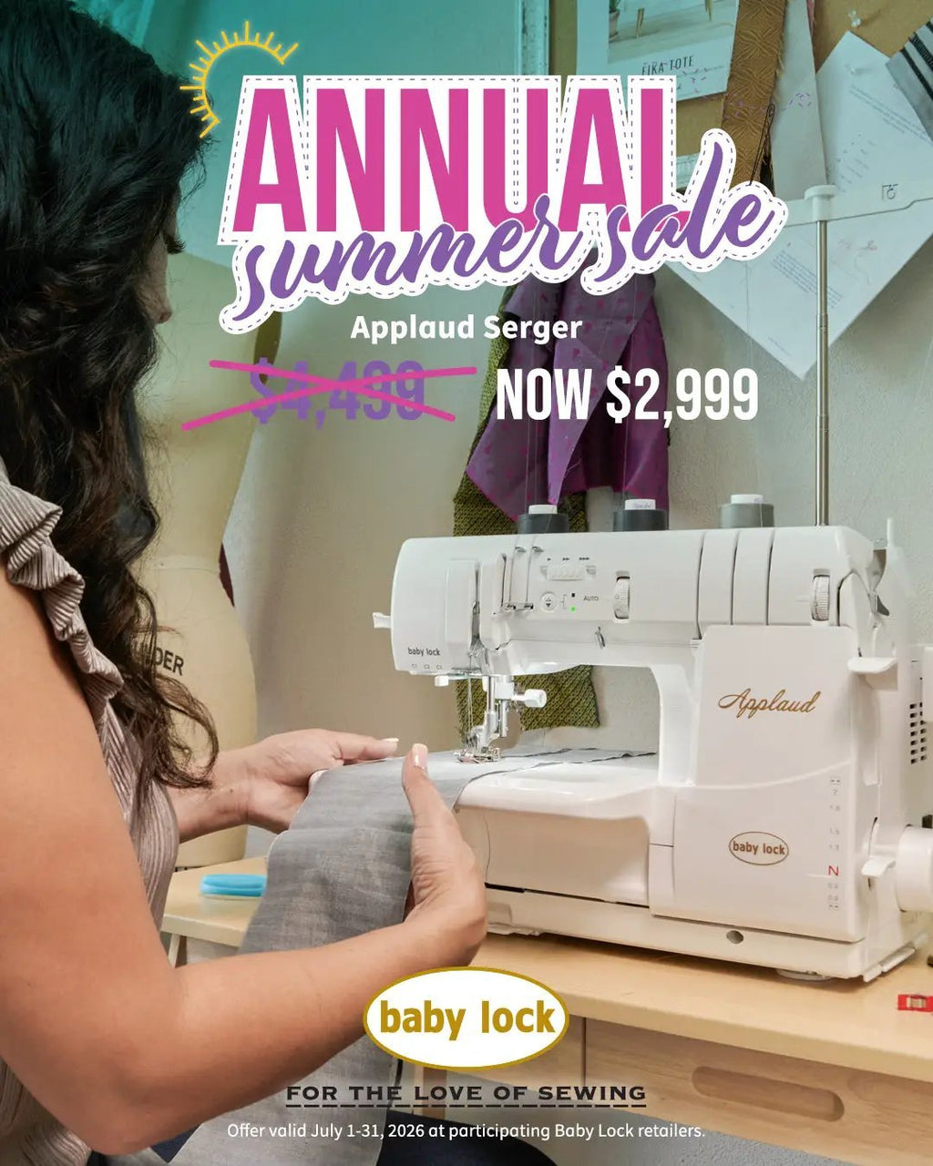 Baby Lock Applaud Creative Top Cover Stitch Serger, white machine with gold Applaud logo