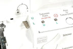 Baby Lock Serenity 4-Thread Serger sewing machine front panel in white with threading ports