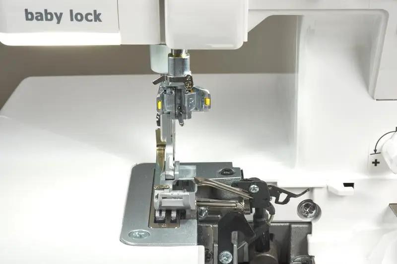 Baby Lock Serenity 4-Thread Serger sewing machine, white finish with visible logo and exposed needle area.