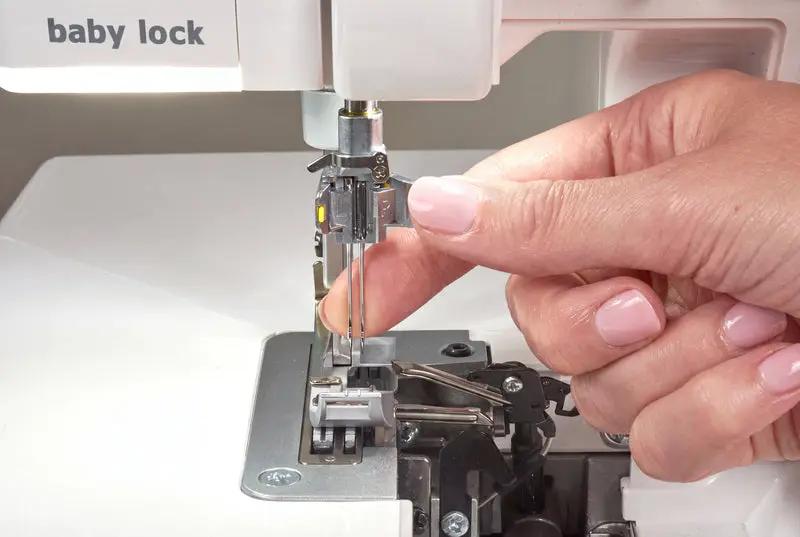 Baby Lock Serenity 4-Thread Serger; white serger with metal threading mechanism