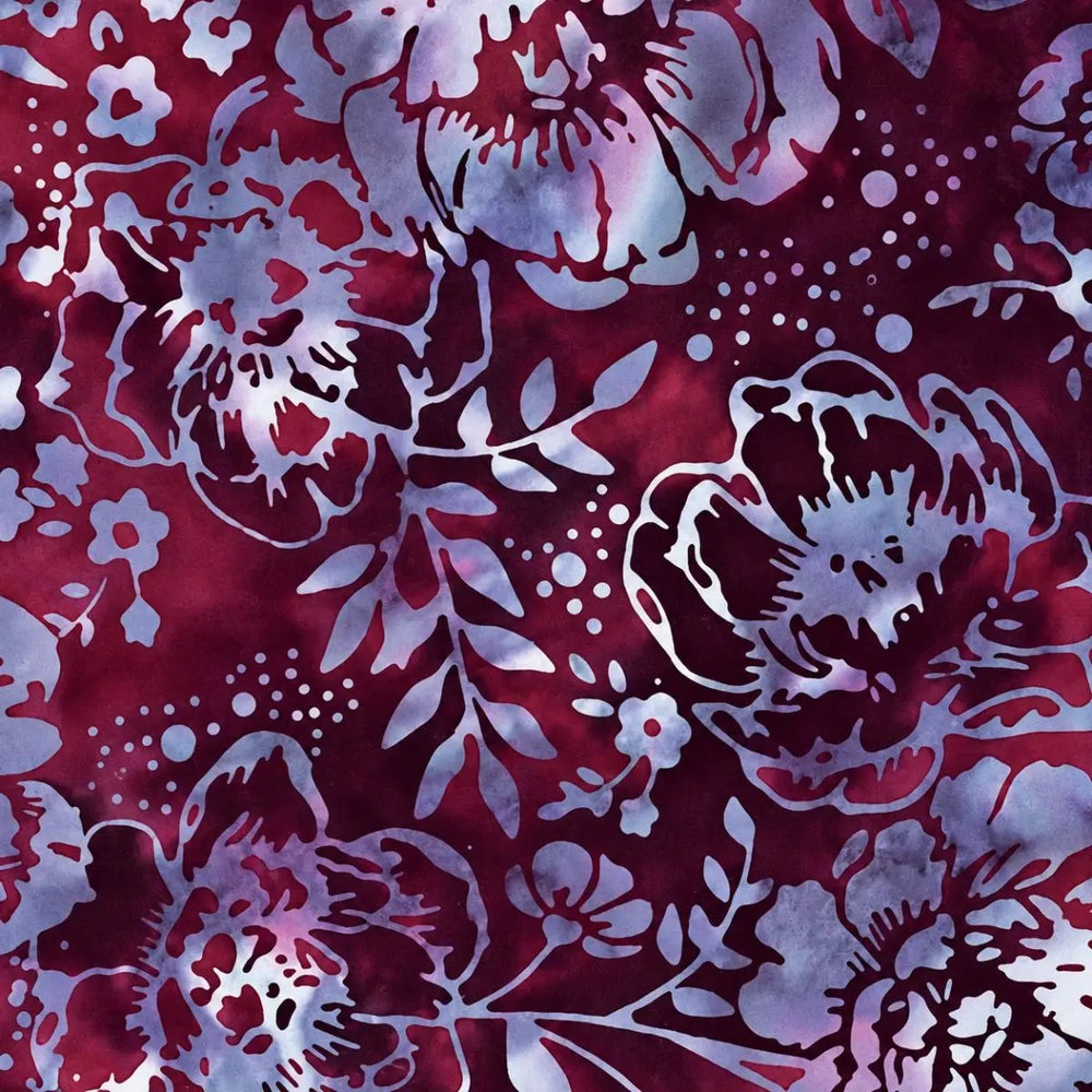 Hoffman Peony Batik Merlot S2363-394 quilting cotton fabric