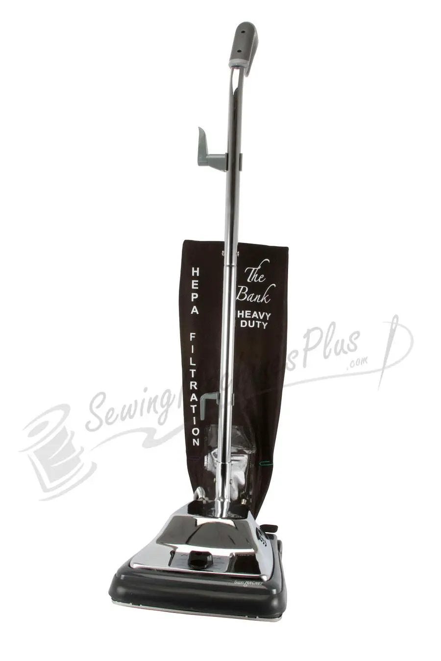 The Bank Heavy Duty Upright Vacuum with chrome finish and HEPA filtration bag