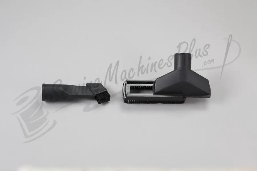 The Bank Robber canister vacuum floor brush head and hose attachment, black; 2-piece set