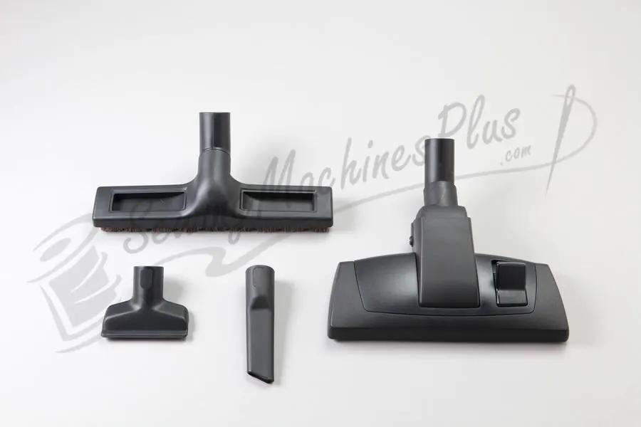 The Bank Stick Up HEPA vacuum with 5-piece gray accessory set and main floor head