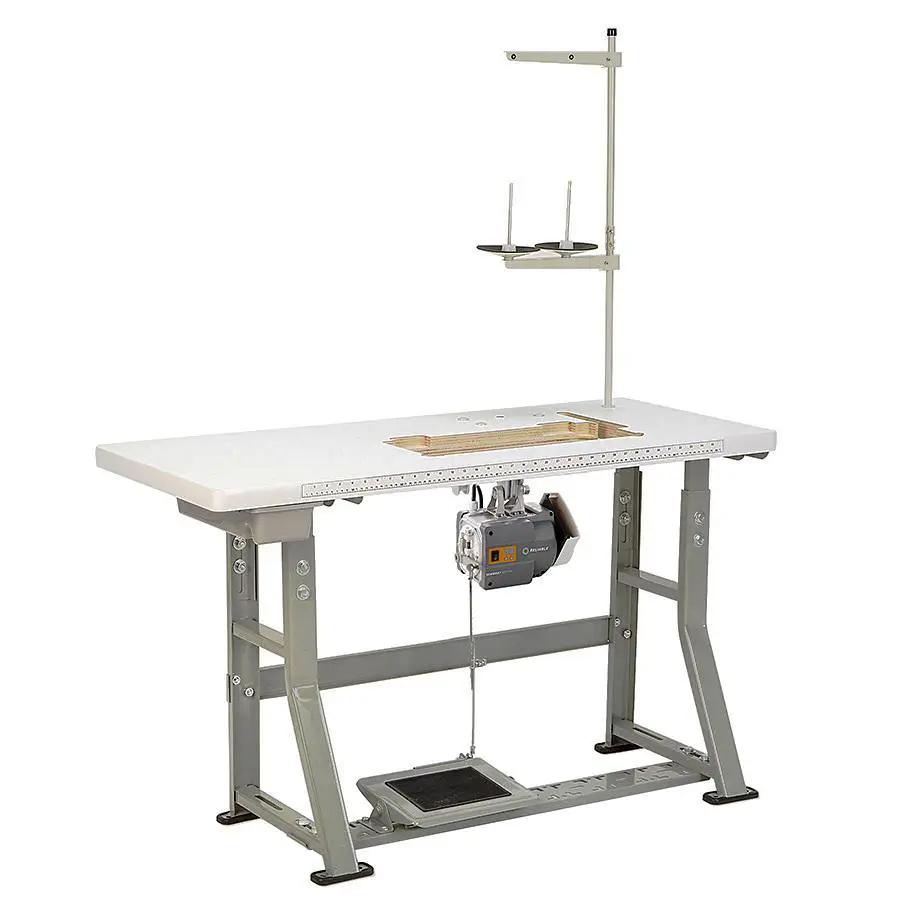 Sewquiet 6000SM brushless DC servo motor by Reliable mounted under a sewing table.