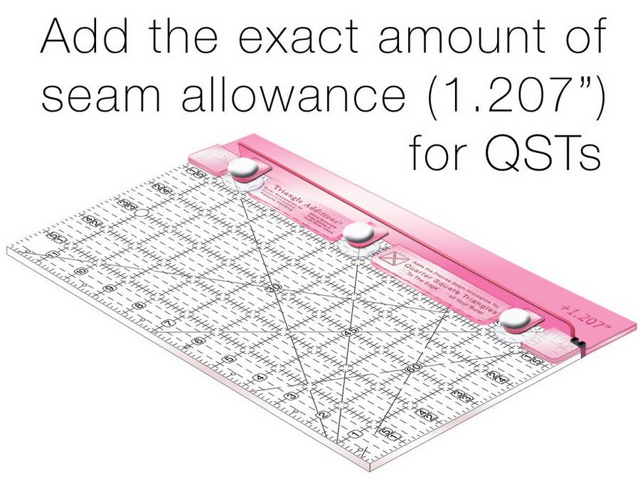 Guidelines 4 Quilting - Quarter Square Triangle Seam Allowance Addition with Built-in Finger Guard