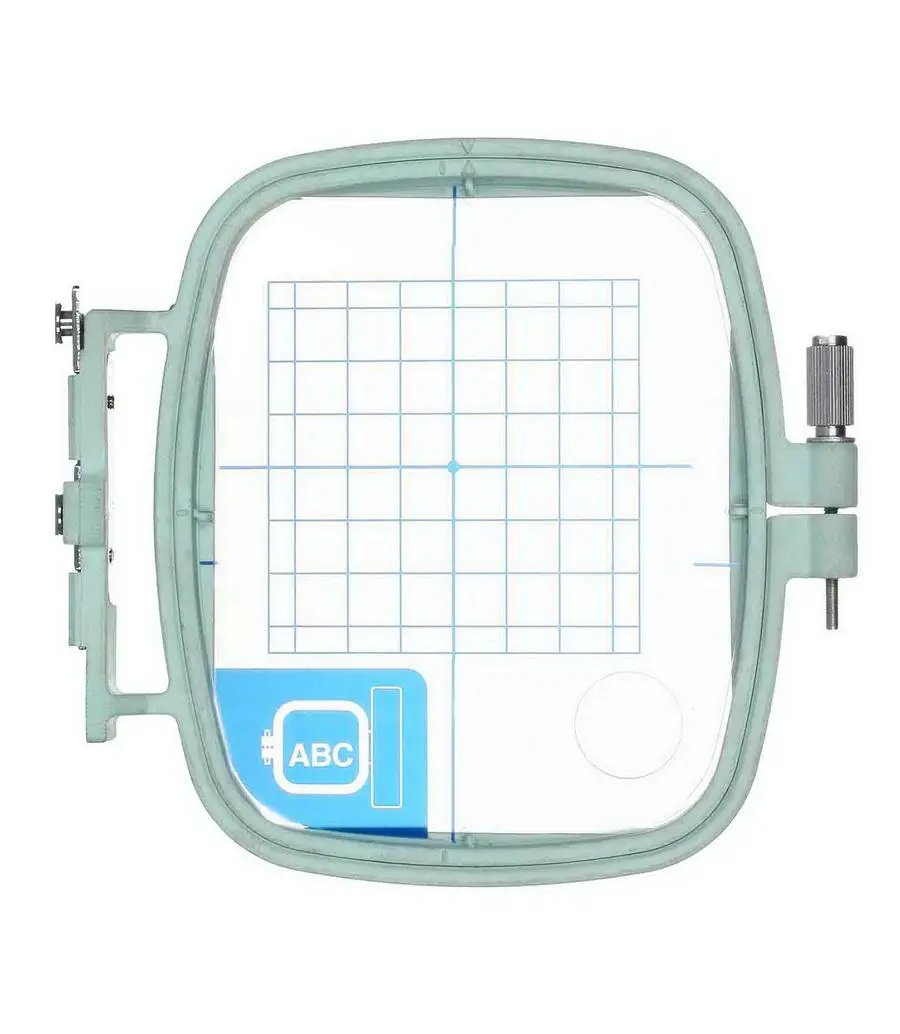 Sew Tech 70x70mm embroidery hoop; mint-green frame with inner grid