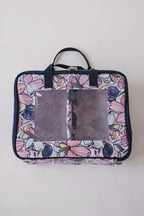 Bluefig Quilter Deluxe Combo bag: floral Maisy pattern with clear vinyl windows and handles