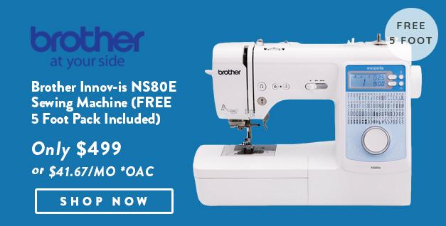 Brother Innov-is NS80E Sewing Machine banner with offer details