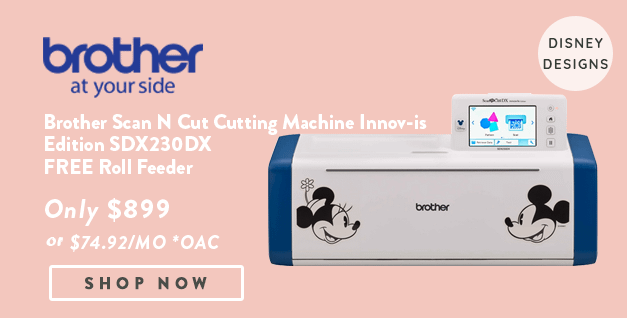 Brother Scan n Cut Cutting Machine banner with offer details
