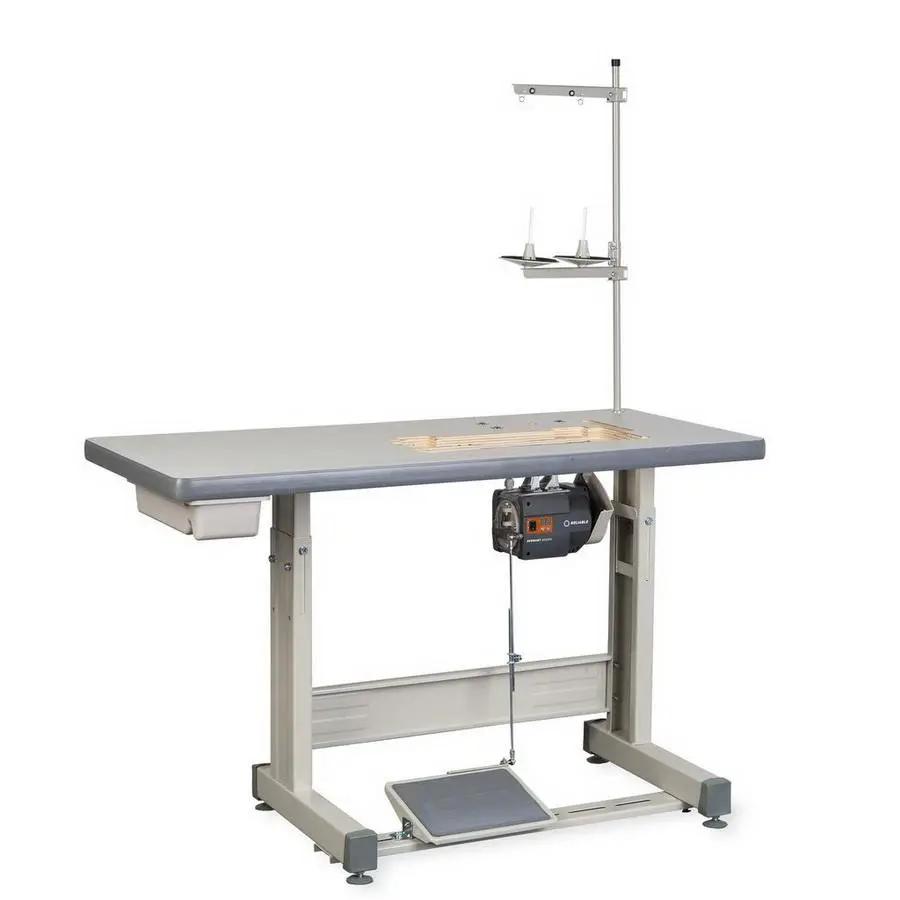 Reliable SewQuiet 6050SM servo motor mounted under a gray sewing table with foot pedal