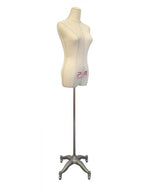 PGM Pro 602G Unique Lined Dress Form Mannequin on wheeled stand, beige fabric