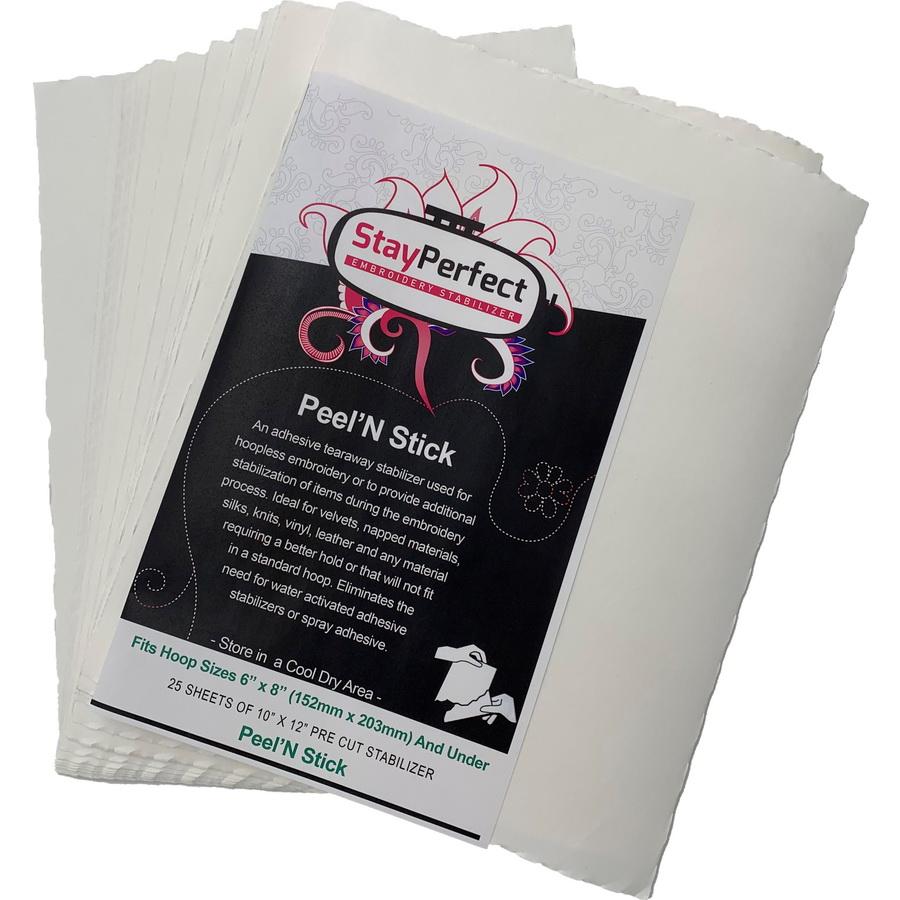 StayPerfect Peel N Stick Pre Cut Stabilizer Sheets 25 pack - Sewingmachinesplus.com