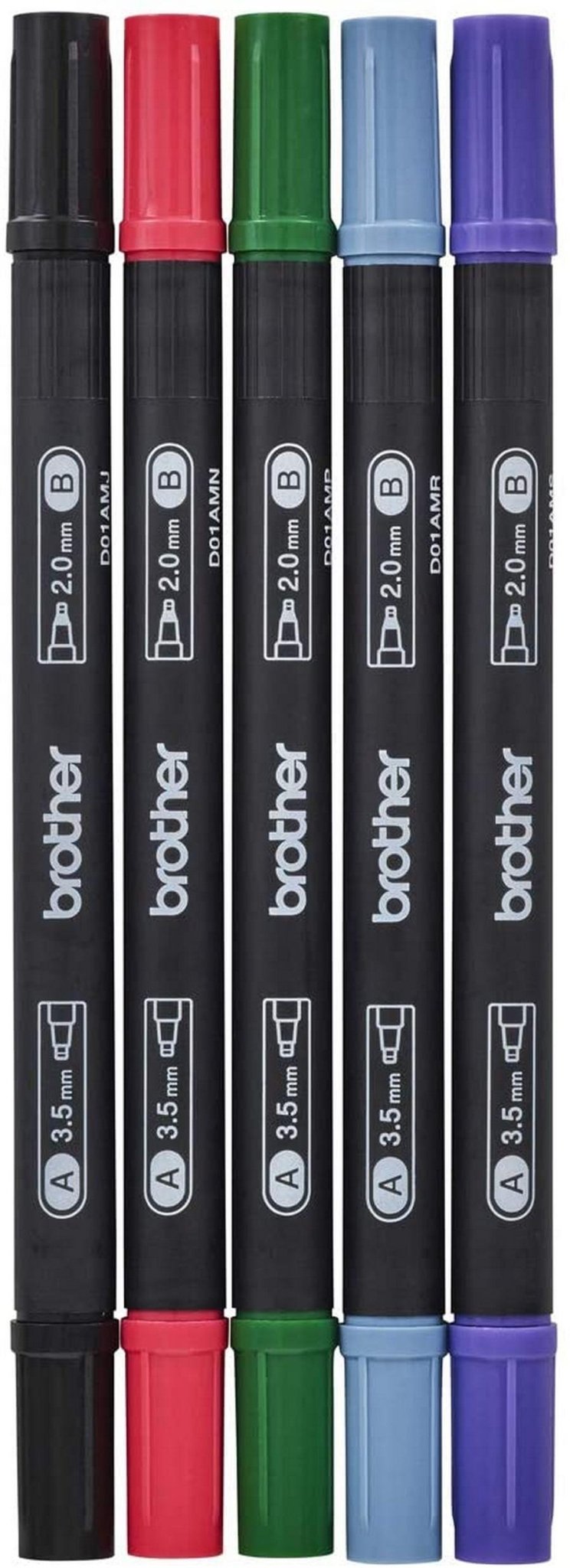 Brother Calligraphy Pen Set (Basic) - Includes Five Calligraphy Pens in Black (1), Blue Gray (1), Green (1), Violet (1) & Wine Red (1) - Sewingmachinesplus.com