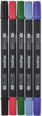 Brother Calligraphy Pen Set (Basic) - Includes Five Calligraphy Pens in Black (1), Blue Gray (1), Green (1), Violet (1) & Wine Red (1) - Sewingmachinesplus.com