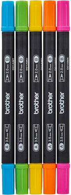 Brother Calligraphy Pen Set (Tropical) - Includes Five Calligraphy Pens in Yellow (1), Pink (1), Cobalt Blue (1), Orange (1) & Light Green (1) - Sewingmachinesplus.com