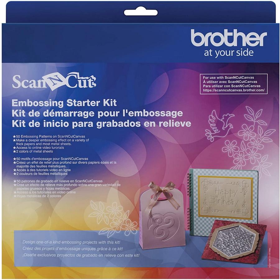 Brother Embossing Starter Kit - Includes Embossing Mat 2 Tools, Tool Harder, Silver Metal Sheet, Brass Metal Sheet, a Template Sheet and Support Sheet - Sewingmachinesplus.com