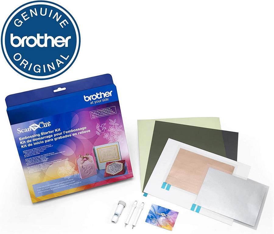 Brother Embossing Starter Kit - Includes Embossing Mat 2 Tools, Tool Harder, Silver Metal Sheet, Brass Metal Sheet, a Template Sheet and Support Sheet - Sewingmachinesplus.com
