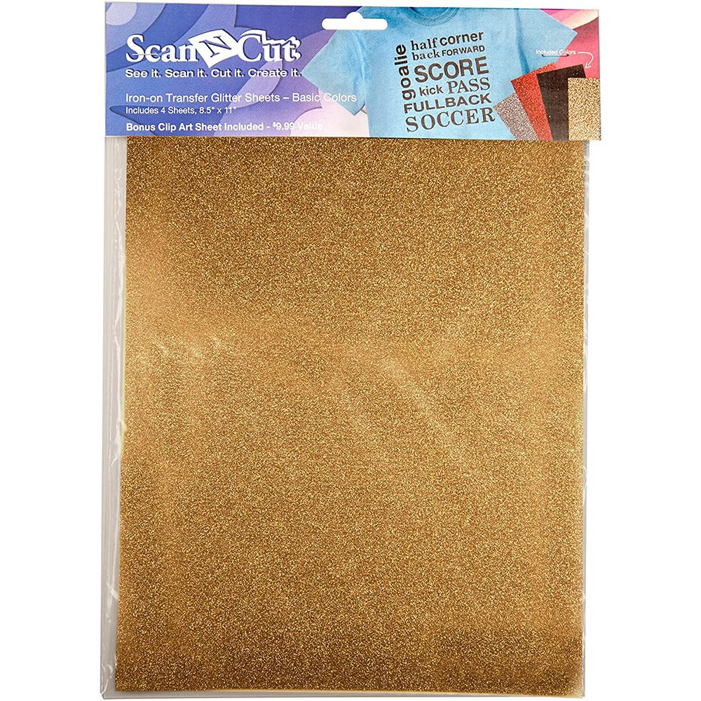 Brother Iron - On Transfer Glitter Sheets - Includes 4 8.5in x 11in Sheets in Silver 1, Red 1, Black 1 and Gold 1 - Sewingmachinesplus.com