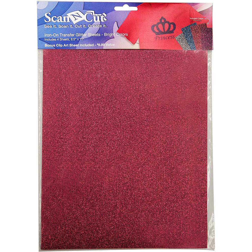 Brother Iron - On Transfer Glitter Sheets - Includes 4 8.5in x 11in Sheets in Silver 1, Turquoise 1, Hot Pink 1 and Purple 1 - Sewingmachinesplus.com