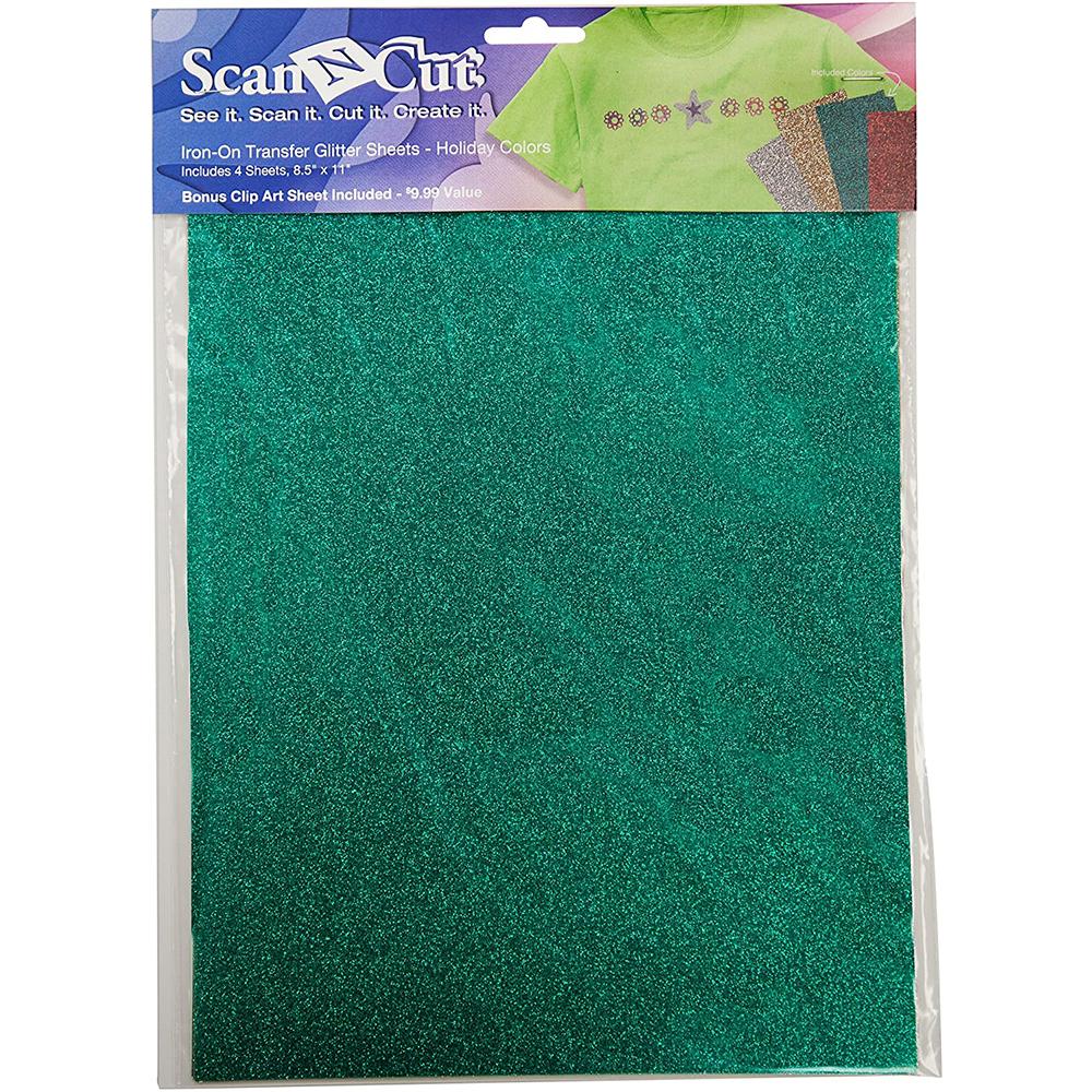 Brother Iron - On Transfer Glitter Sheets - Includes 4 8.5in x 11in Sheets in Silver 1, Gold 1, Green 1 and Red 1 - Sewingmachinesplus.com