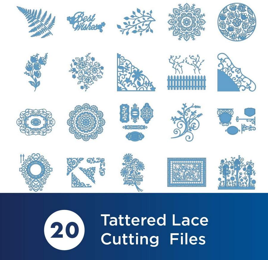Brother Tattered Lace Pattern Collection 1, 20 Designs - Sewingmachinesplus.com